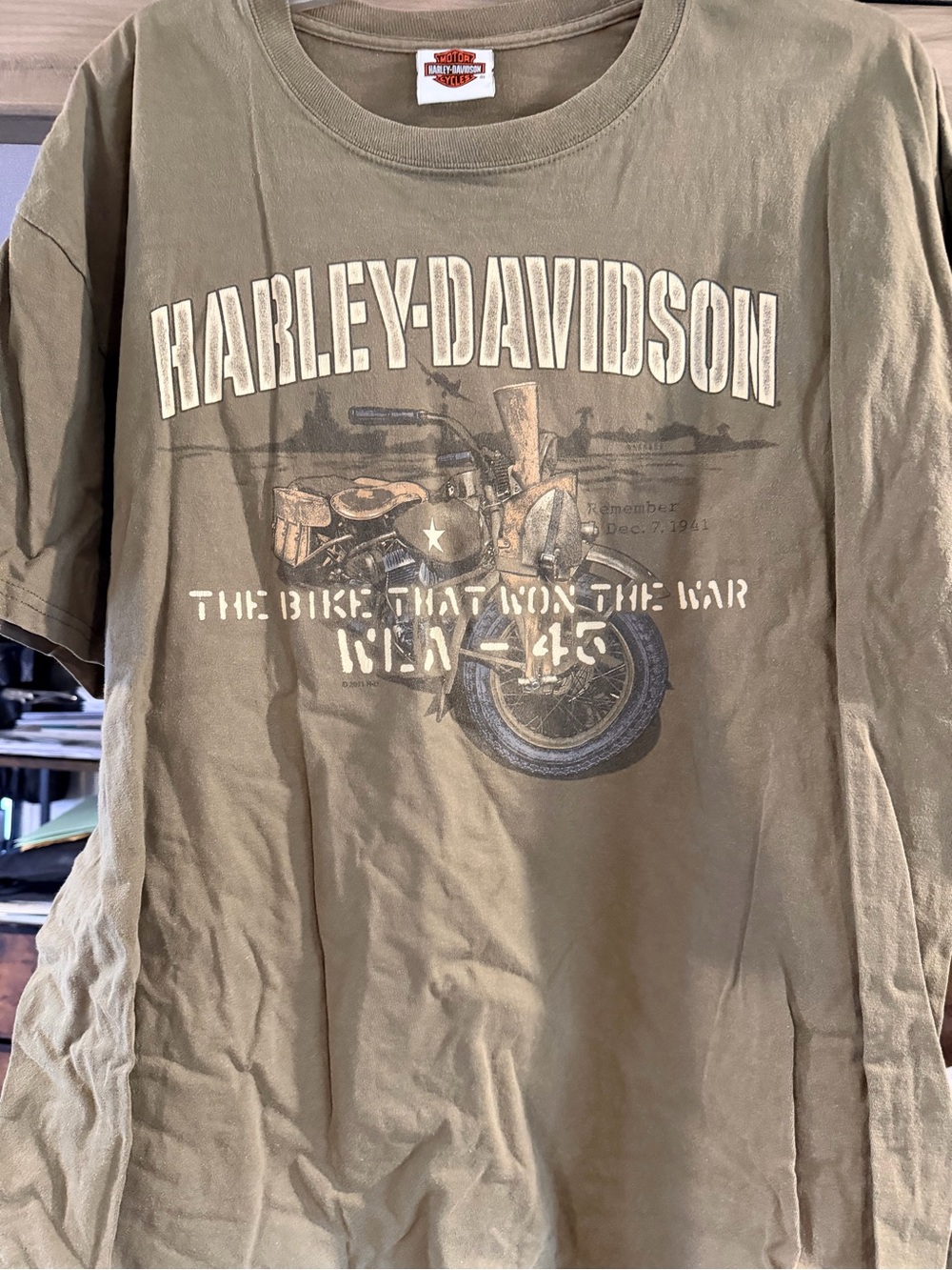 Harley-Davidson Olive Green Military Motorcycle Graphic Tee